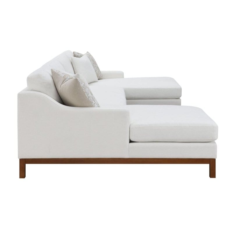 Acme Valiant Sectional Sofa w/4 Pillows, Ivory Chenille Chenille Sectional Sofa | Comfortable and Stylish  Mattress-Xperts-Florida