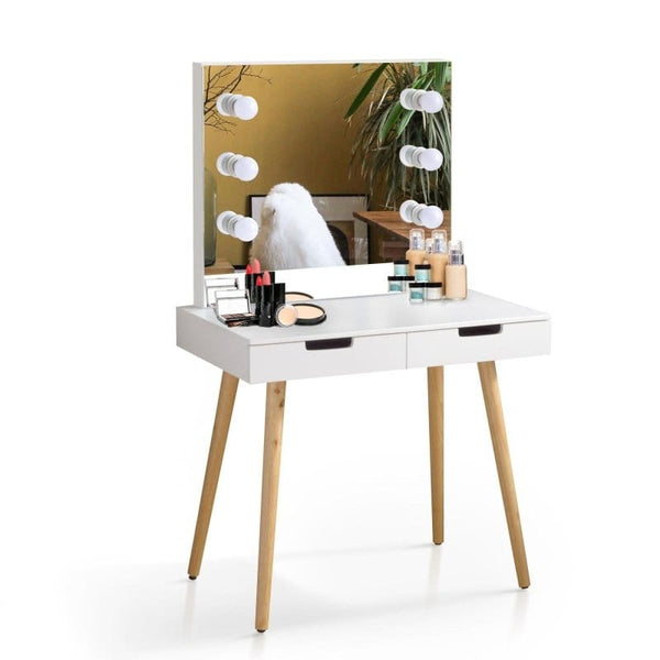 Small Wooden Makeup Vanity with Lights5Mattress Xperts