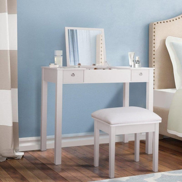 Homemax Furniture White Make-Up Vanity With Storage & Mirror Mattress-Xperts-Florida