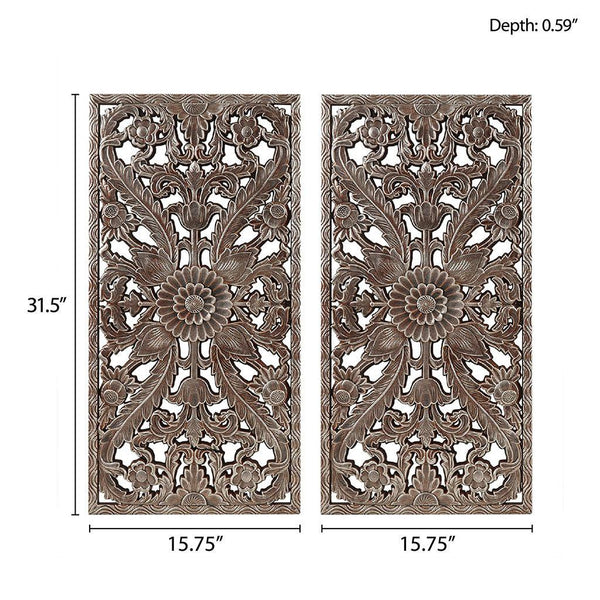Natural Carved Wood 2PC Wall Decor Set4FurnisHome Gallery