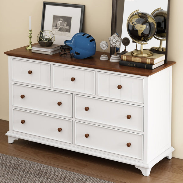 Madison Park White and Walnut Seven-Drawer Dresser Mattress-Xperts-Florida