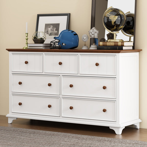 Madison Park White and Walnut Seven-Drawer Dresser Mattress-Xperts-Florida