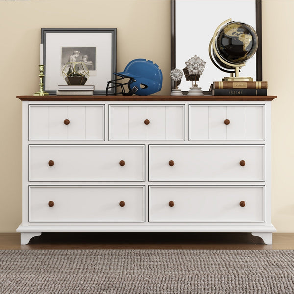 Madison Park White and Walnut Seven-Drawer Dresser Mattress-Xperts-Florida