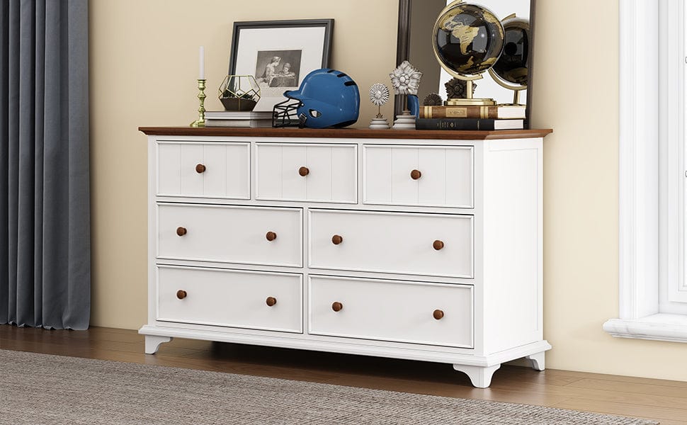 Madison Park White and Walnut Seven-Drawer Dresser Mattress-Xperts-Florida