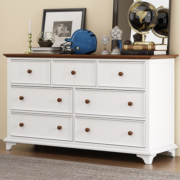 Madison Park White and Walnut Seven-Drawer Dresser Mattress-Xperts-Florida