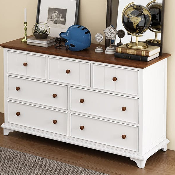 Madison Park White and Walnut Seven-Drawer Dresser Mattress-Xperts-Florida