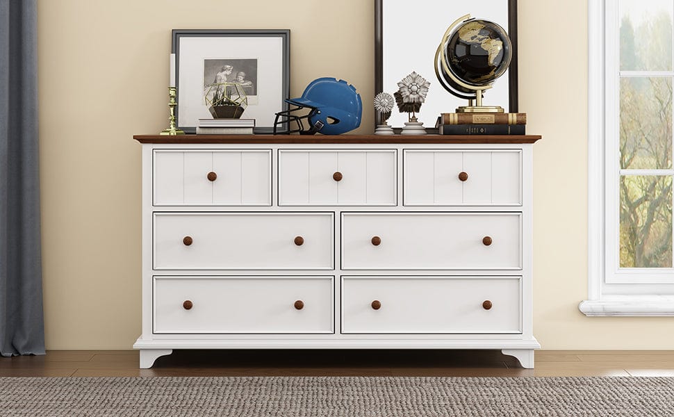 Madison Park White and Walnut Seven-Drawer Dresser Mattress-Xperts-Florida