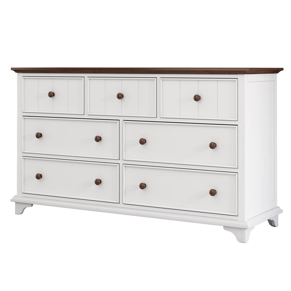 Madison Park White and Walnut Seven-Drawer Dresser Mattress-Xperts-Florida