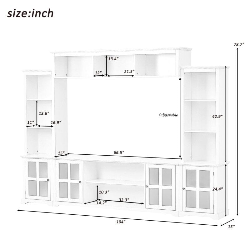 On-Trend White Entertainment Wall Unit with Bridge - Large 70 TV White Entertainment Wall Unit with Bridge - 70 TV - Modern and Functional Mattress-Xperts-Florida