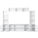 On-Trend White Entertainment Wall Unit with Bridge - Large 70 TV White Entertainment Wall Unit with Bridge - 70 TV - Modern and Functional Mattress-Xperts-Florida