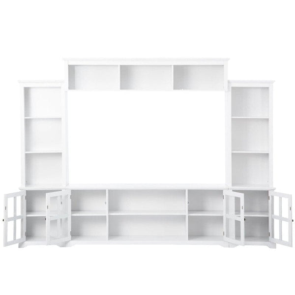 On-Trend White Entertainment Wall Unit with Bridge - Large 70 TV White Entertainment Wall Unit with Bridge - 70 TV - Modern and Functional Mattress-Xperts-Florida