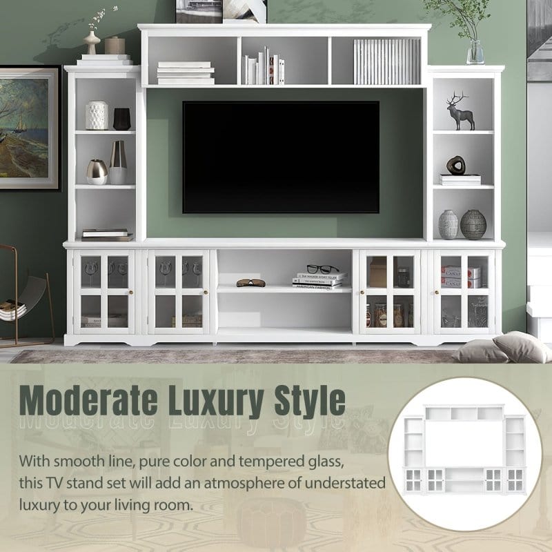 On-Trend White Entertainment Wall Unit with Bridge - Large 70 TV White Entertainment Wall Unit with Bridge - 70 TV - Modern and Functional Mattress-Xperts-Florida