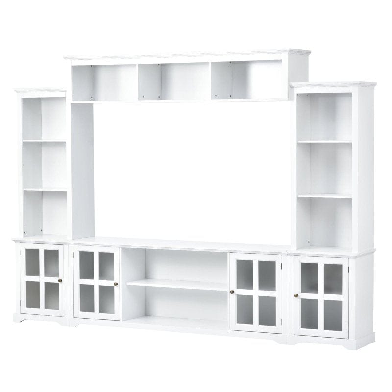 On-Trend White Entertainment Wall Unit with Bridge - Large 70 TV White Entertainment Wall Unit with Bridge - 70 TV - Modern and Functional Mattress-Xperts-Florida