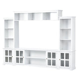 On-Trend White Entertainment Wall Unit with Bridge - Large 70 TV White Entertainment Wall Unit with Bridge - 70 TV - Modern and Functional Mattress-Xperts-Florida