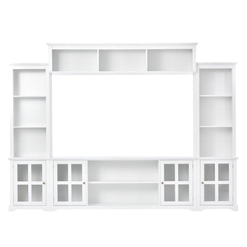 On-Trend White Entertainment Wall Unit with Bridge - Large 70 TV White Entertainment Wall Unit with Bridge - 70 TV - Modern and Functional Mattress-Xperts-Florida