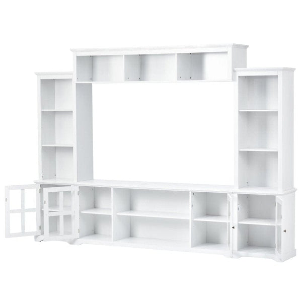 On-Trend White Entertainment Wall Unit with Bridge - Large 70 TV White Entertainment Wall Unit with Bridge - 70 TV - Modern and Functional Mattress-Xperts-Florida